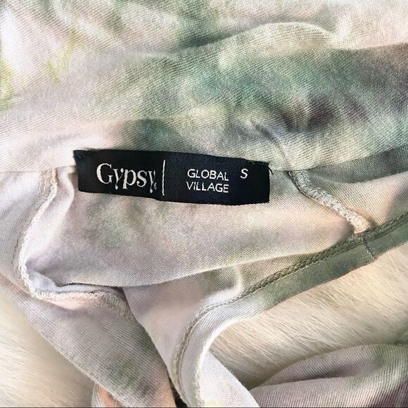 Custom Gypsy 05 Tie Dye Cold Shoulder Mock Turtleneck Top - Picture 2 of 4